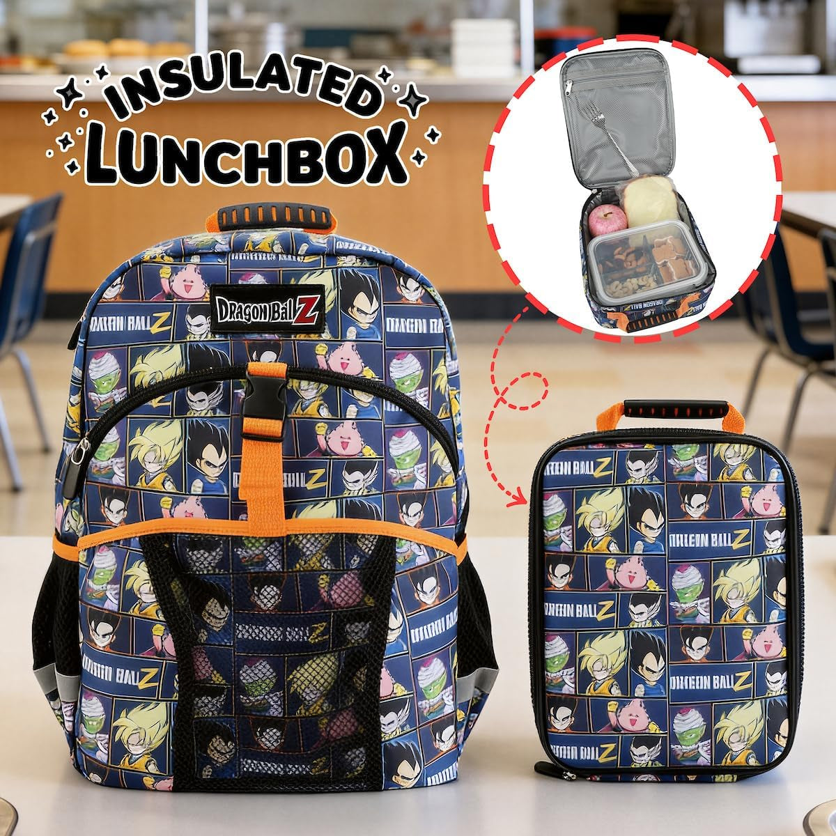 Official Dragon Ball Z Goku Super Saiyan Kids Backpack & Lunch Box Set