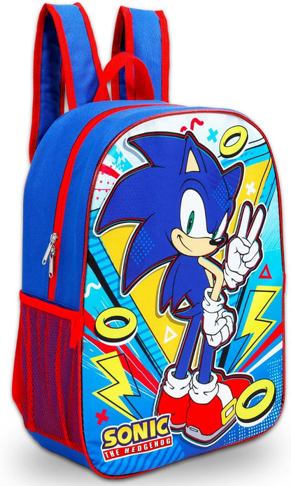Sonic the Hedgehog Kids Backpack & Lunch Box Set – 16" Backpack with Accessories