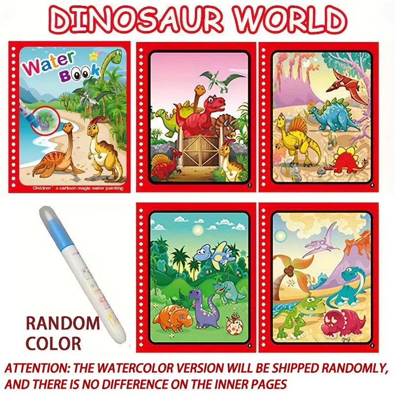 Magic Water Coloring Book for Kids – Reusable Water Painting Book with Water Brush