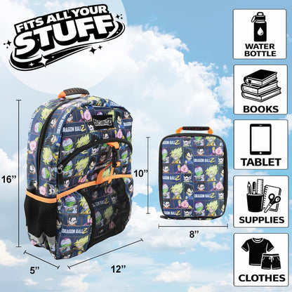 Official Dragon Ball Z Goku Super Saiyan Kids Backpack & Lunch Box Set