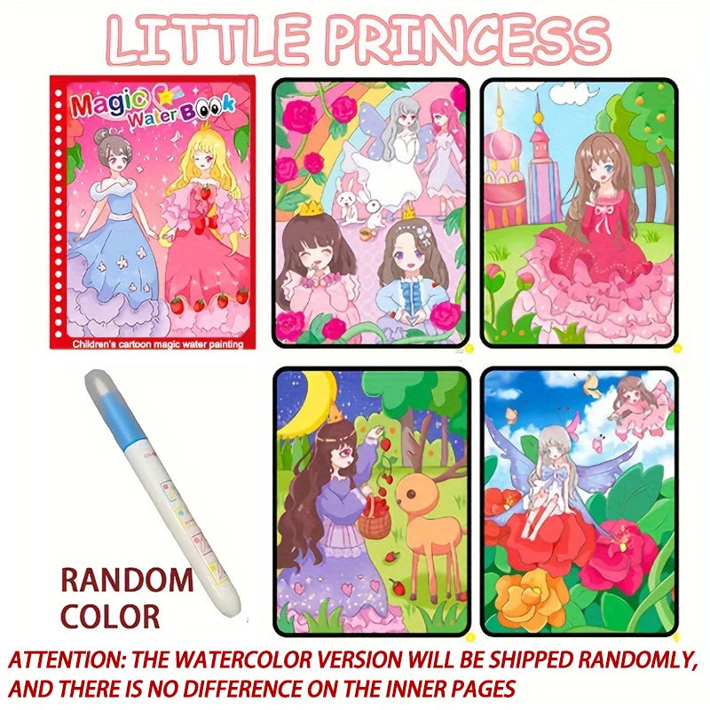 Magic Water Coloring Book for Kids – Reusable Water Painting Book with Water Brush