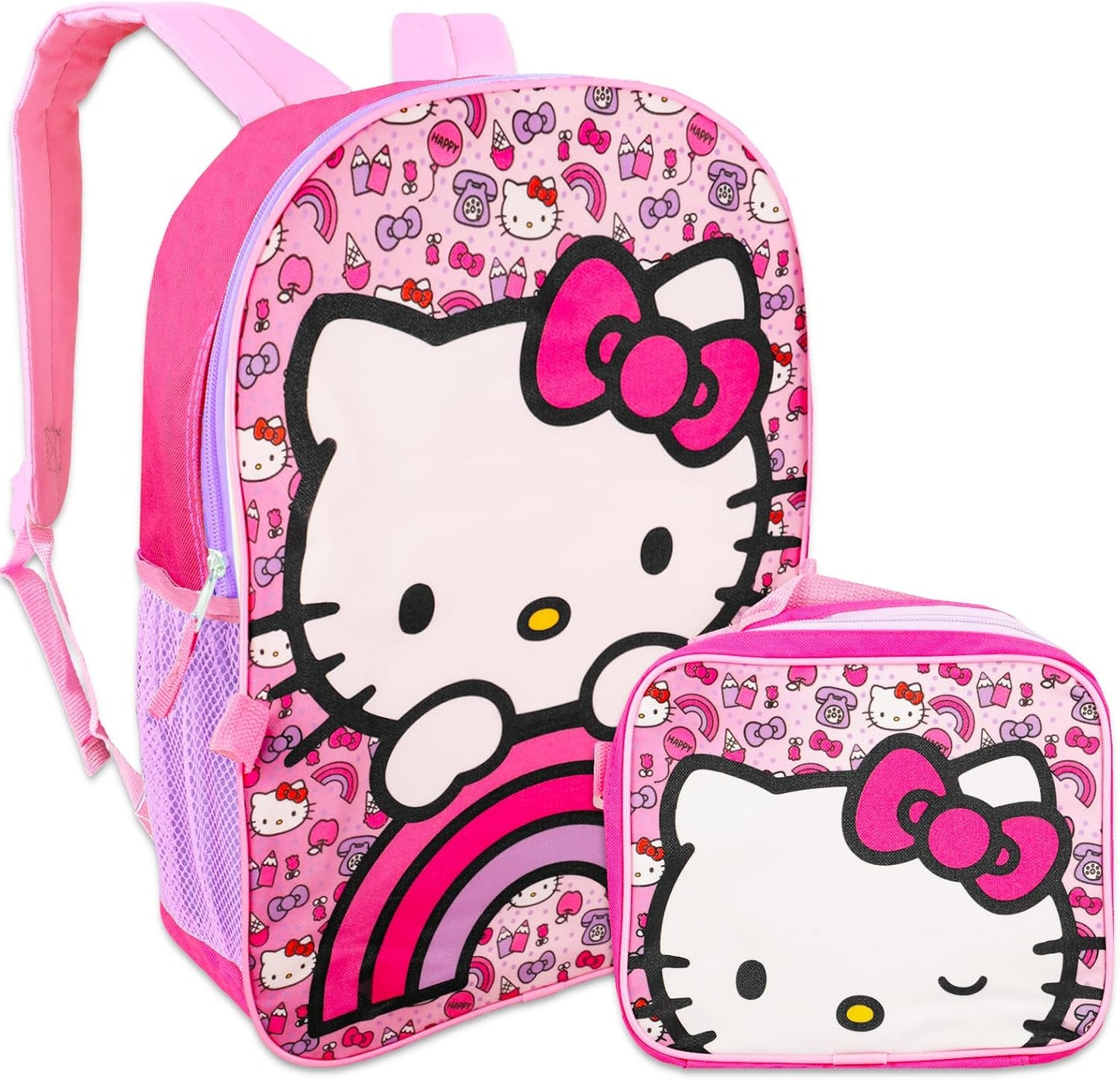 Hello Kitty Kids Backpack & Lunch Bag Set – 16" School Backpack