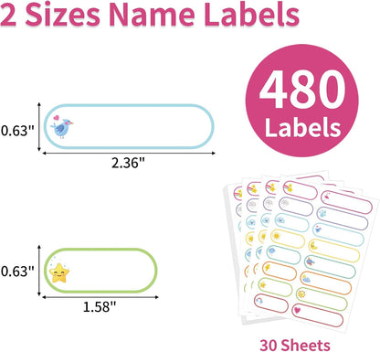 Cute Daycare & School Name Labels – 480 Waterproof Stickers
