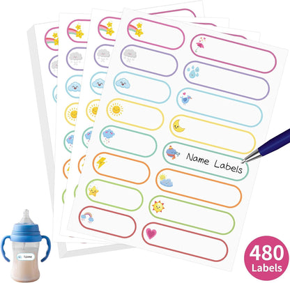 Cute Daycare & School Name Labels – 480 Waterproof Stickers