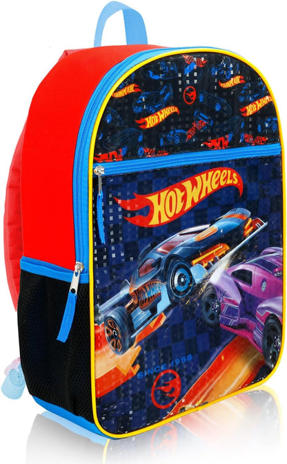 Official Hot Wheels Kids Backpack Set – 16" Backpack with Lunch Bag & Accessories