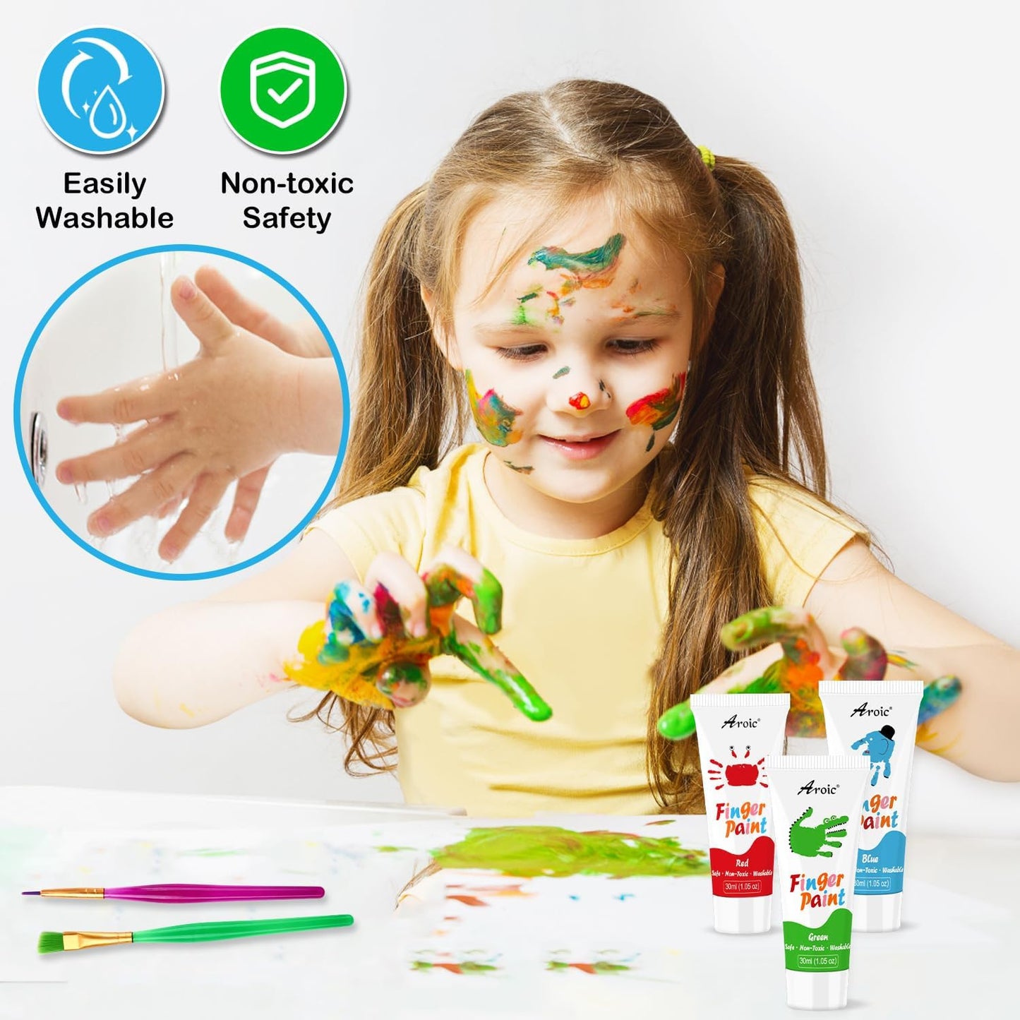 27-Piece Kids Washable Finger Paint Art Set