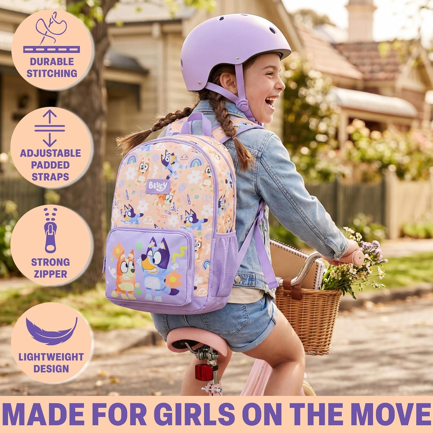 Get Trend Girls’ Character School Backpack –Bluey 