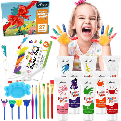 27-Piece Kids Washable Finger Paint Art Set