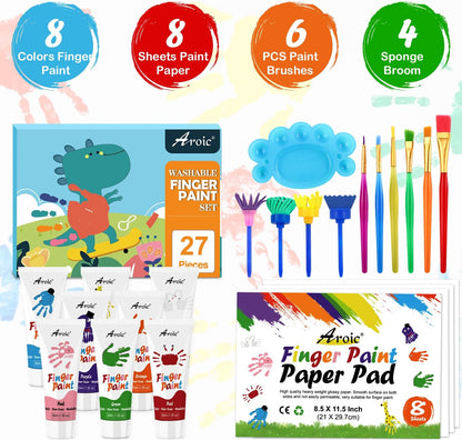 27-Piece Kids Washable Finger Paint Art Set