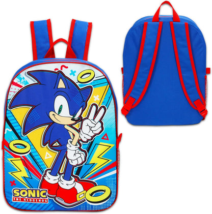 Sonic the Hedgehog Kids Backpack & Lunch Box Set – 16" Backpack with Accessories