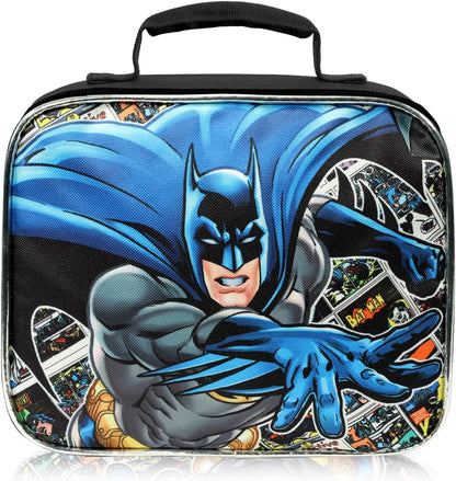 Official DC Comics Batman Kids Backpack Set – 16" Backpack with Lunch Bag & Accessories