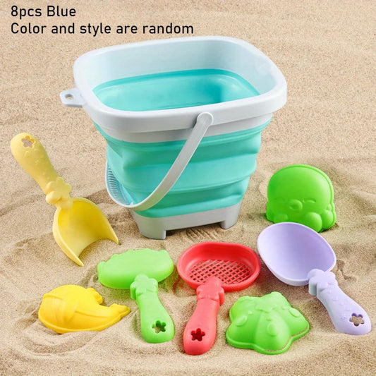 Kids Beach Sand Toy Set with Foldable Bucket