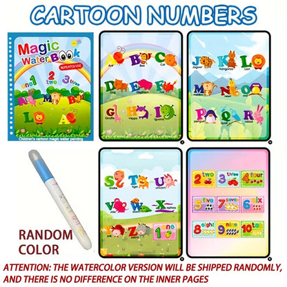 Magic Water Coloring Book for Kids – Reusable Water Painting Book with Water Brush