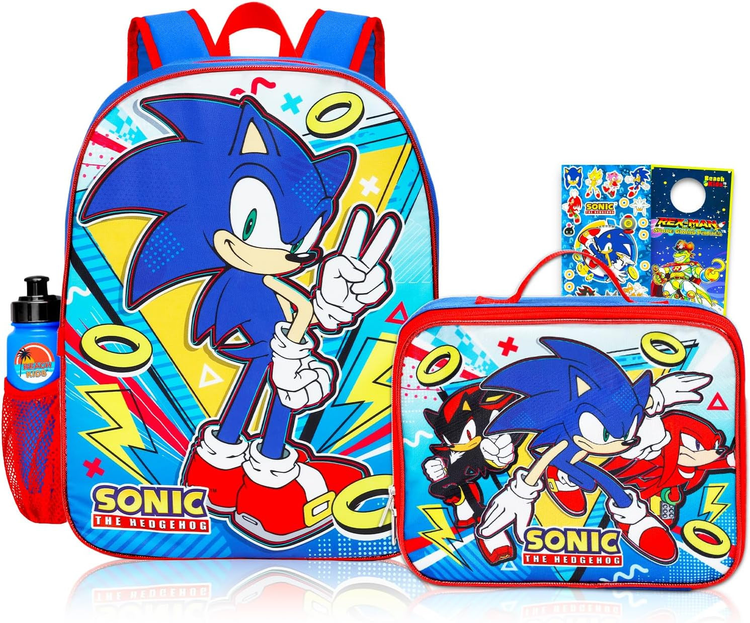 Sonic the Hedgehog Kids Backpack & Lunch Box Set – 16" Backpack with Accessories
