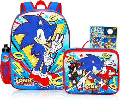 Sonic the Hedgehog Kids Backpack & Lunch Box Set – 16" Backpack with Accessories