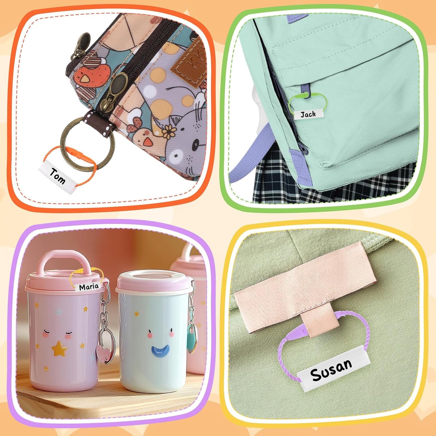30 Pairs Waterproof Kids Name Tags – Shoe, Backpack & Bottle Labels