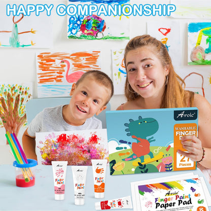 27-Piece Kids Washable Finger Paint Art Set